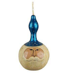 Vintage Hand-Painted Santa Claus Gourd Ornament Artist Signed